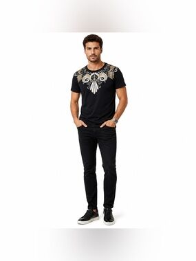 Versace Collection Medusa Graphic Black Cotton Tee Size M